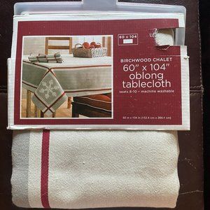 TARGET BIRCHWOOD CHALET HOLIDAY OBLONG TABLECLOTH (60" x 120") NEW